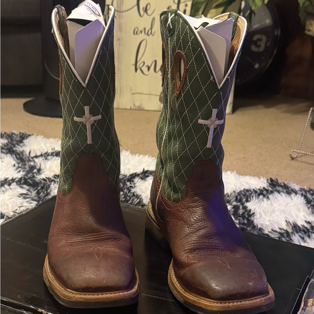 Twisted X Brown and Green Cowboy Boots